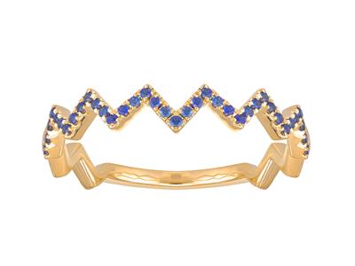 Bge Eclair Saphirs 0,15ct Or Jaune 18k Doigt 54