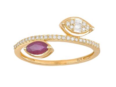 Anillo Toi Et Moi, Diamantes De 0,16 Ct Y Rub Marquesa De 0,34 Ct, Oro Amarillo De 18 Quilates, Tamaño D