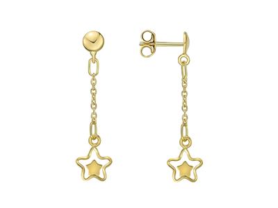 Pendientes, Colgante Calado Estrellas Diam 7,5 Mm, Oro Amarillo 18k