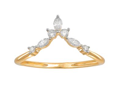 Anillo Tiara, Diamantes De 0,22 Ct,oro Amarillo De 18 K, Dedo 54