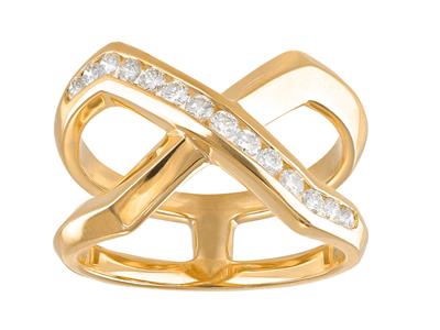 Anillo Cruz, Diamantes 0,36 Ct, Oroamarillo De 18 K, Dedo 56