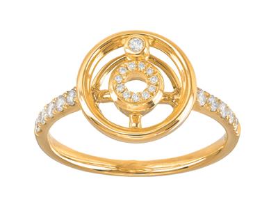 Anillo De Aro, Diamantes De 0,22 Ct, Diámetro 10mm, Oro Amarillo De 18 K, Tamaño De Dedo 52