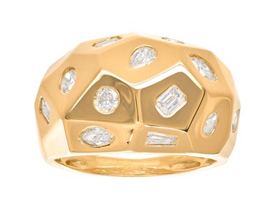 Anillo Facetado, Diamantes De Varios Tamaños De 1,06 Ct, Oro Amarillo De 18 K, Tamaño De Dedo 56