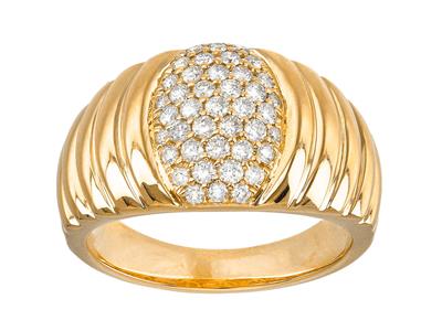 Anillo Con Diseño Godronado, Diamantes De 0,50 Ct, Oro Amarillo De 18 K, Dedo 58