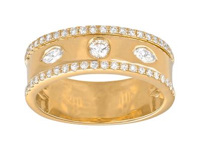 Anillo De Cinta, Diamantes De 0,53 Ct, Oro Amarillo De 18 K, Dedo 56