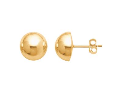 Pendientes Media Bola 9 Mm, Oro Amarillo 18k