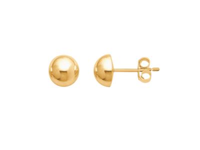 Pendientes Media Bola 6 Mm, Oro Amarillo 18k