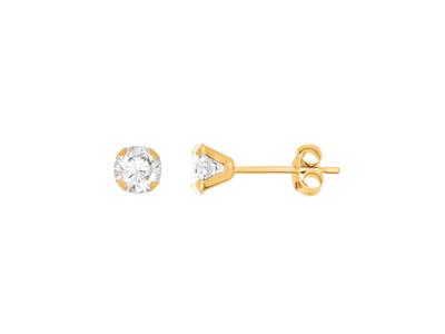 Pendientes xido De Circonio 3 Mm, Oro Amarillo 18k