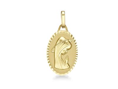Medalla De La Virgen Mara, Fantasa 16 Mm, Oro Amarillo 18k