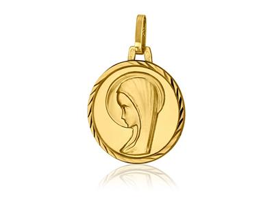 Medalla De La Virgen Mara 13 Mm, Oro Amarillo 18k
