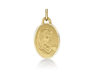 Medalla De La Bienaventurada Virgen Mara, Ovalada, 18 Mm, Oro Amarillo 18k