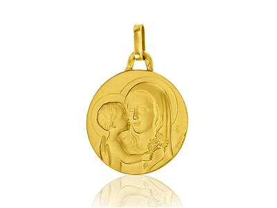 Medalla De La Virgen María 18 Mm, Oro Amarillo 18k - Imagen Estandar - 1