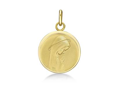 Medalla De La Bienaventurada Virgen Mara 17 Mm, Oro Amarillo 18 Quilates