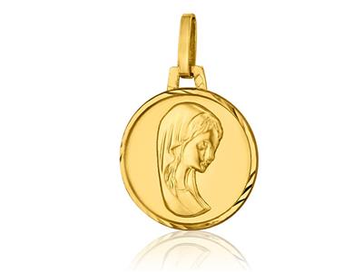 Medalla De La Virgen Mara 14 Mm, Oro Amarillo 18k
