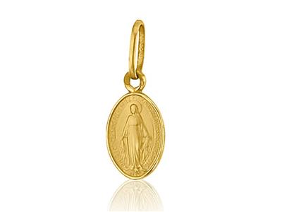 Medalla De La Virgen Milagrosa 10 Mm, Oro Amarillo 18k