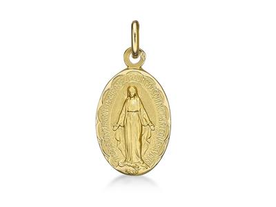 Medalla De La Virgen Milagrosa 15 Mm, Oro Amarillo 18k