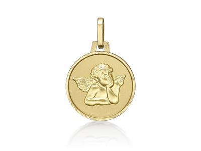 Medalla Ángel Fantasa 14 Mm, Oro Amarillo 18k