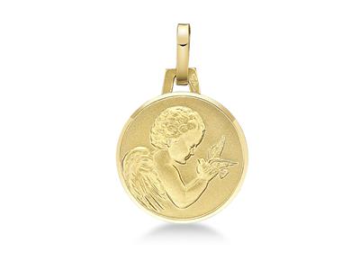 Medalla Ángel Macizo 14 Mm, Oro Amarillo 18k