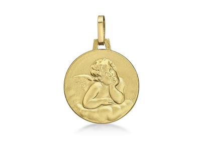 Medalla Del Angel 16 Mm, Oro Amarillo De 18 Quilates - Imagen Estandar - 1
