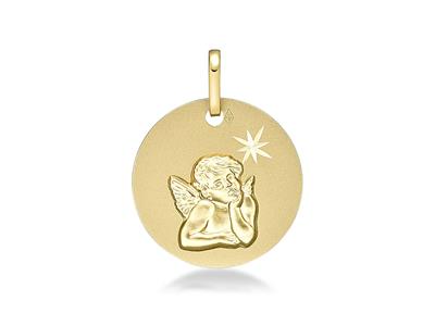 Medalla Ángel Estrella 16 Mm, Oro Amarillo 18k