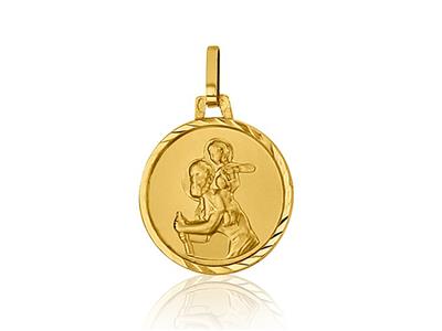 Medalla De San Cristobal 16 Mm, Oro Amarillo 18k