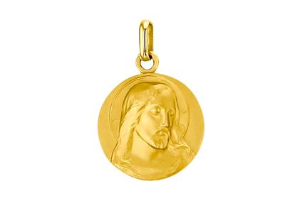 Medalla De Cristo Macizo 18 Mm, Oro Amarillo 18k