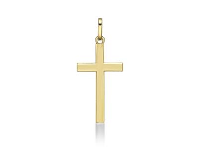 Colgante Cruz Pulida Maciza 22 Mm, Oro Amarillo 18k