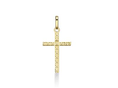 Colgante Cruz Facetada 18 Mm, Oro Amarillo 18k