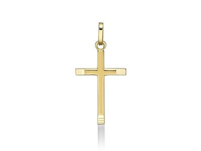 Colgante Cruz Pulida Facetada 18 Mm, Oro Amarillo 18k - Imagen Estandar - 1