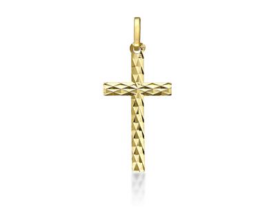 Colgante Cruz Maciza Facetada 23 Mm, Oro Amarillo 18k - Imagen Estandar - 1