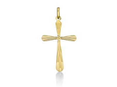 Colgante Cruz Maciza Facetada 25 Mm, Oro Amarillo 18k