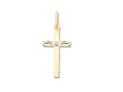 Colgante Cruz Diamante Facetado 20 Mm, Oro Amarillo 18k