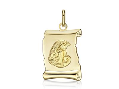 Medalla Del Zodíaco En Pergamino, Capricornio 20 Mm, Oro Amarillo De 18 Quilates - Imagen Estandar - 1