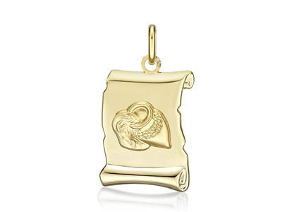 Medalla Del Zodaco, Acuario 20 Mm, Oro Amarillo De 18 Quilates