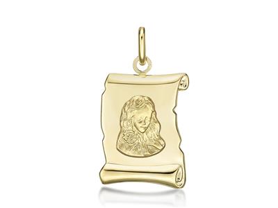 Medalla Del Zodíaco Pergamino, Virgo 20 Mm, Oro Amarillo De 18 Quilates - Imagen Estandar - 1