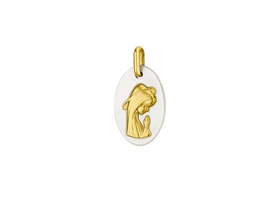 Medalla De Nacar Virgen De 18 Mm, Oro Amarillo De 18 Quilates - Imagen Estandar - 1
