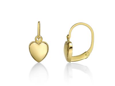 Pendientes Corazon 6,6 X 5,3 Mm, Oro Amarillo 18k