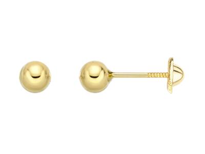 Pendientes, Bola 4 Mm, Oro Amarillo 18k