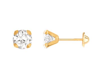 Pendientes Àxido De Circonio 6 Mm, Engaste 4 Garras, Oro Amarillo 18k - Imagen Estandar - 1