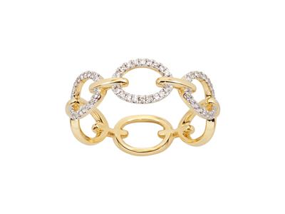 Anillo Con Eslabones Ovalados 6,50mm, Diamantes 0,15ct, Oro Amarillo 18k, Tamaño 56