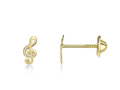 Pendientes Clave De Sol 6,7 Mm, Oro Amarillo 18k