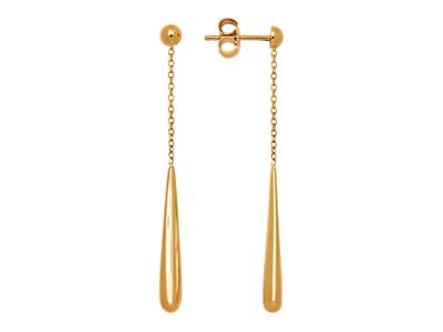 Pendientes De Gota Con Cadena De 5 Cm, Oro Amarillo De 18 Quilates