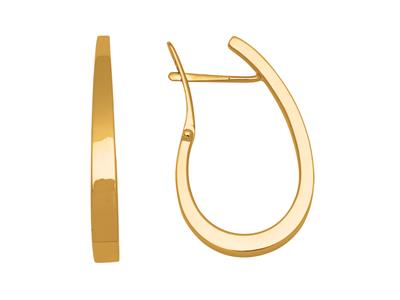 Pendientes De Aro Oval Con Rosca Cuadrada 30 Mm, Oro Amarillo 18k