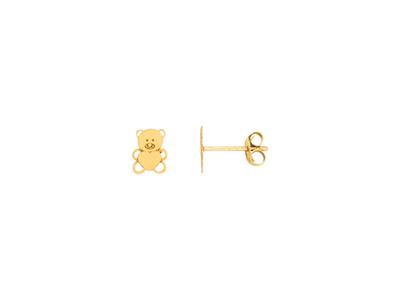 Pendientes Osito Calado, Oro Amarillo 18k, Mate Y Pulido - Imagen Estandar - 1