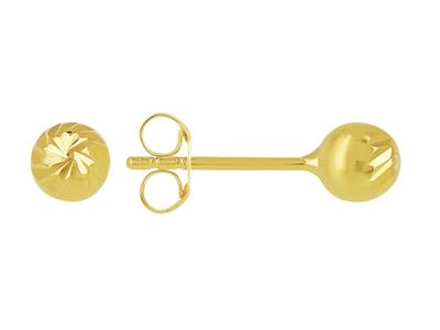 Pendientes, Bola Repujada 4 Mm, Oro Amarillo 18k