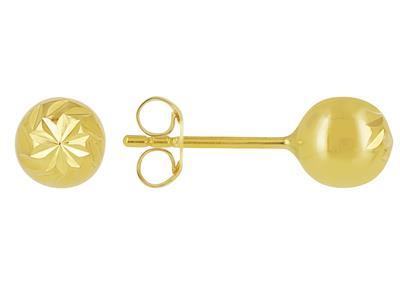 Pendientes, Bola Cincelada 5 Mm, Oro Amarillo 18k