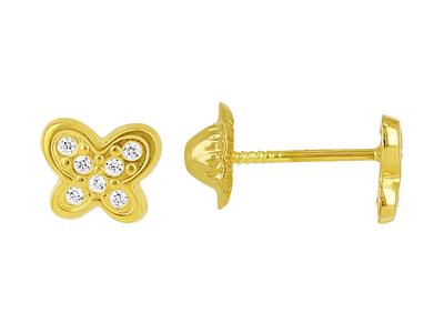 Pendientes Mariposa Con Àxido De Circonio, Oro Amarillo 18k - Imagen Estandar - 1
