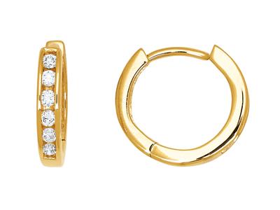 Aros Con Media Incrustacin De Diamantes 0,13 Ct, Oro Amarillo De 18 K
