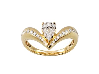 Anillo Tiara De 10mm, Diamantes Baguette Y Redondos De 0,40 Ct, Oro Amarillo De 18 K, Tamaño De Dedo 58