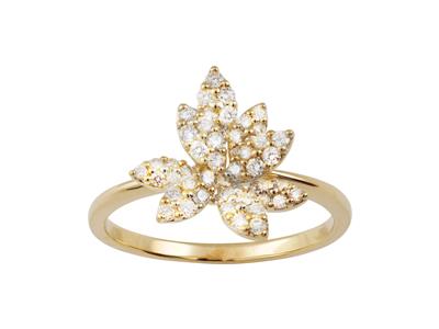 Anillo Bouquet 15 Mm, Diamantes 0,38ct, Oro Amarillo 18 Kt, Dedo 56